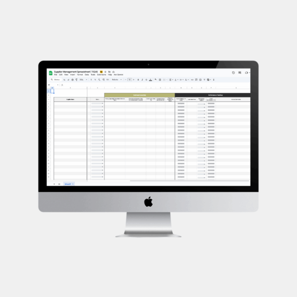 Supplier Management Spreadsheet