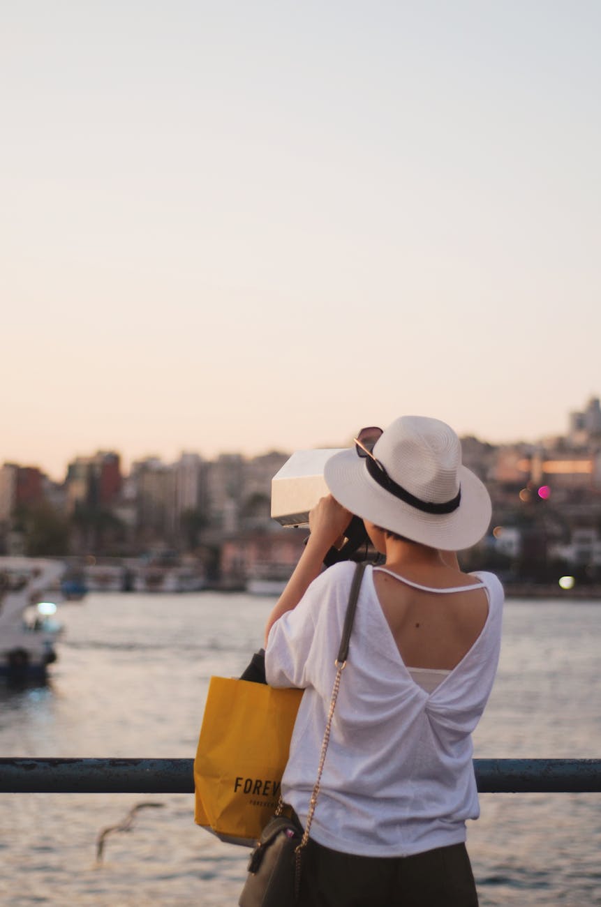 photo of woman wearing white fedora